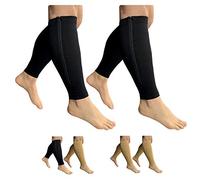 HealthyNees - Espinilleras de compresión para pantorrilla, sin pies, 15 - 20 mmHg, 2 pares, XXXL, Combo Negro