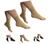HealthyNees Tobillo 15-20 mmHg Compresión Pierna Pie Hinchazón Ancho de la Manga del dedo del pie Abierto, XXXXL, 2 pares de color beige.