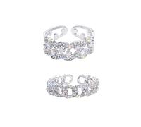 Healvian 1 Juego Anillo Decoración Dama Diamante De Imitación Diamantes De Imitación Anillas Bisuteria Mujer Joyas De Brazo Para Mujer Dedo Anular Cobre 2 Piezas