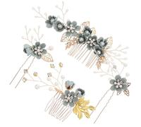 Healvian 1 Juego de Peinetas para El Cabello de Boda, Accesorios para El Cabello de Novia, Tocado de Aleación Verde con Diamantes de Imitación para Damas de E Invitadas a La Boda.