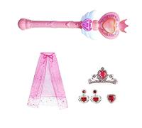 Healvian 1 Juego Juguetes de capa de princesa varita luminosa capa para juguete brillante de mano palos intermitentes palos brillantes para Ampolla rosa