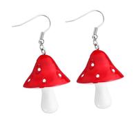 Healvian 1 Par Aretes de champiñones Creativo para mujeres conformado accesorios de setas champiñón hongos colgantes de oreja de mujer Pendientes novedosos el plastico rojo