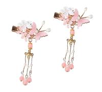 Healvian 1 Par Horquilla Tocado De Tema Chino Palos De Pelo Palillos Japoneses Niños Pinzas Para El Cabello Para Niñas Pinzas Para El Cabello Niña Perlas De Imitación Rosa