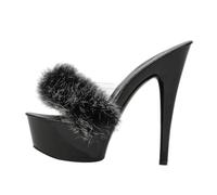 Healvian 1 Par Odio tacones altos zapatos de mujer zapatos para zapatos mujeres sandalia esponjosa de verano de vampiro sandalias de niña con decoración esponjosa Interior: cuero Negro