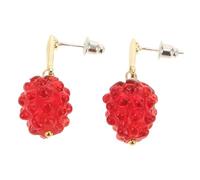 Healvian 1 Par pendientes de frambuesa oro pendiente de fresa declaración dulce aretes de fresa Pendientes únicos llamativos para mujer funky Aleación de zinc rojo