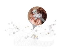 Healvian 1 Pc Venda wedding bride pearl peinecillos novia Diadema blanca diadema de flores diadema de de imitación Tocado de moda diademas de cristal para niña Malla