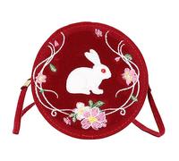 Healvian 1 Pieza bolsa redonda de terciopelo bolsa de forma redonda bolsa gótica bolso redondo embrague Hombro bolsa de novedad bolso bandolera antigua bolsas de bordado rojo