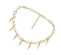 Healvian 1 pieza Collar Corto Elegante para Mujeres con Colgante Forma de Cono Dorado Joyería de Moda para