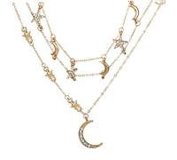Healvian 1 Pieza Collar de Múltiples con Colgante Collar para Mujer Geométrico con Diamantes Incrustados Inoxidable Color Dorado