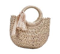 Healvian 1 Pieza Mujer Rafia Tejida Bandolera Chic con Pouch de Almacenamiento para Ocasiones Casual Sociales