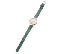 Healvian 1 Pieza Reloj De Cuarzo para Niñas Mirar Dibujos Animados Chicas Mirar Reloj De Gato Vista De Moda Cuero Verde