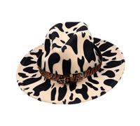 Healvian 1 Pieza Sombrero de tolera de cinturón de estampado de leopardo sombreros sombrero de estampado de leopardo borde gorras sombrero fedora de leopardo sombrero de fiesta sintió Beige