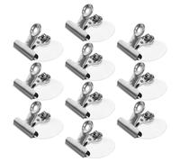 Healvian 10 Clips Ventosa Metálica de 4.1 Cm, Reutilizables, para Ventosas de Ventana, Refrigerador y Baño, Porta Señales y Notas, Sujeción Fuerte para Vidrio y Superficies Lisas