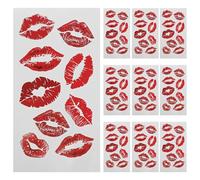 Healvian 10 Hojas tatuaje con estampado de labios pegatinas Tinta Red