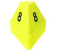 Healvian 10 Piezas Conos Triangulares Deportivos Numerados 1-10 Amarillo Fluorescente para Entrenamiento de Fútbol, Agilidad y Señalización en Campo, Equipo Portátil para Ejercicios y