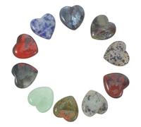 Healvian 10 Unidades Cristal Curativo en Forma de Corazón de Piedras Naturales para Equilibrar Chakras, Resistente al Desgaste y Adecuado para Regalos en Cumpleaños