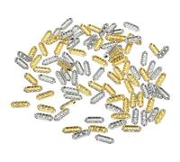 Healvian 100 Cuentas Espaciadoras Metálicas para Pulseras y Collares 3 Agujeros Forma de Rombo Tamaño 21X8 MM Surtido 50 Doradas 50 Plateadas Accesorios para Joyería DIY