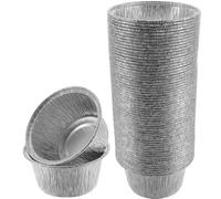 Healvian 100 Moldes para Hornear Cupcakes y Pudines de Aluminio Desechables, Tamaño Compacto, Aptos para Postres y Repostería, Ideales para Cocina Doméstica y Profesional