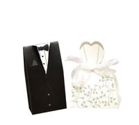 Healvian 100piezas Cajas De De Boda Para Novios y Novias De Diseño Creativo Forma De Traje y Vestido Para Fiestas y Eventos Especiales Candy Box Elegante y Dulce