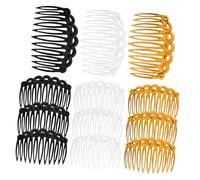 Healvian 12 Peinetas Laterales de Plástico Cabello Diseño Retro Elegante, 11 Dientes, Tamaño 7.5 Cm, Accesorios Pelo Mujer y Niña, Pack Portátil de 12 Piezas