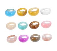 Healvian 12 Piezas Anillo De Resina Anillos Dedo Cúpula El Para Geométrico Llave Moda De Colores Turquesa Retro Anillo Unisex Anillo De Unión De Resina
