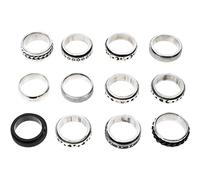 Healvian 12piezas Anillos De Ansiedad De Acero Inoxidable Vintage Anillo De Dedo De Joyería Para Mujeres Antiestrés Para Relajación Oficina y Casa