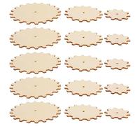 Healvian 15 Piezas de Engranajes de Madera Natural para Manualidades, Rodajas de Madera sin Terminar de 5 Cm, 7.5 Cm y 10 Cm, Kit DIY Creativo, Artesanías y Decoración Educativa