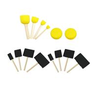 Healvian 15 Pinceles Infantiles de Esponja para Pintar Mango de Madera Set de 8 Pinceles Negros de Mango Largo y 2 Amarillos Redondos Herramienta Adecuado para Manualidades y Desarrollo