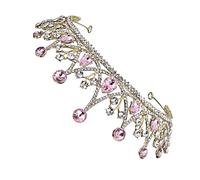 Healvian 1pieza De Novia De Rhinestone Rosa Tocado Elegante Para Bodas y Cumpleaños Diadema Lujosa Para