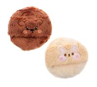 Healvian 2 Borlas De Felpa Larga y Suave Para Maquillaje Ideal Para Niños Dibujos De Almohadillas Esponjosas 2unids