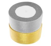 Healvian 2 Cinta de Organza para Manualidades y Decoración de Ribbons y Plata para Envoltorios y Creación de Diy Metros por Rollo