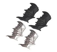 Healvian 2 pares Horquillas Halloween Alas de Demonio Pasadores Punk Vampiro Negro y Plata Accesorios Cosplay para Fiesta Temática Infantil