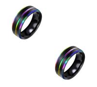 Healvian 2 Piezas Anillo de para Hombre Doble Baño de Color Diseño y Práctico Joyería Masculina