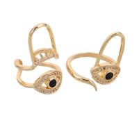 Healvian 2 Piezas Anillo para Uñas Diseño de Mal de Ojo Dorado de Cobre, Ajuste Cómodo y Estilo Moderno para Mujer en Uso Diario y Socialización