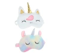 Healvian 2 Piezas Antifaz de Felpa Unicornio para Dormir y Cómodo Protección Ocular para Viaje y Diario Diseño Exclusivo para Mujer y Niña