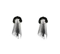 Healvian 2 Piezas Aro de la cabeza del decoración señoras festival tocado de malla de halloween de maquillaje de halloween diadema de floral tocado de negro rosa