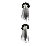Healvian 2 Piezas Aro de la cabeza del fuente de decoración de -Víspera de Todos los horror Halloween accesorios de novia de halloween Negro