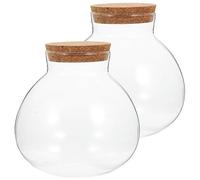 Healvian 2 Piezas Botella Multiusos Tapón de Corcho Ecológica Esférica de Vidrio sin Rebabas para Plantas de Micro-Paisaje Adecuado para Uso DIY en Casa