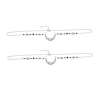 Healvian 2 piezas Cadena para Frente Vintage con Diseño de Luna y Cristales Negros Diadema Nupcial para Bodas y Accesorios de Cabello Elegante