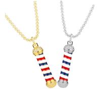 Healvian 2 piezas Collar Colgante Lámpara Giratoria para Salón de Peluquería y Plata Collar para Hombres con Diseño Creativo y Resistente Accesorio de Moda para Barbería