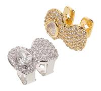 Healvian 2 Piezas De Brackets Dorados con Forma De De Agua Y Circonita Joyería De De Hip Hop Chapados En Oro para Hombre Decoración De Dientes Dorados De Plata