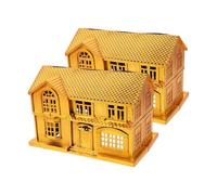 Healvian 2 Piezas de Casa de Sacrificios de Plástico Dorado para Ofrendas Conmemorativas Funerarias, Suministros Tradicionales Chinos para Rituales de Culto Antepasados, Villa de