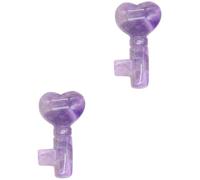 Healvian 2 Piezas De Piedra De Cristal Con Forma De Llave De Amor Para Tallado Material De Joyería Retro Para Bricolaje Con Cuentas De De Amatista Colgante Para