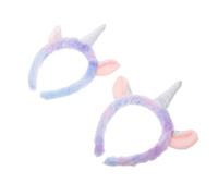 Healvian 2 piezas Diadema Unicornio Felpa Cómoda para Maquillaje y Lavado Facial Niñas Fiesta Accesorios Pelo