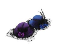 Healvian 2 Piezas Elegante Accesorio de Fiesta de para Mujeres Sombrero Mini con Lazo y Pluma Color y Azul para Bodas