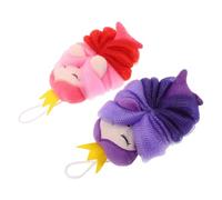 Healvian 2 Piezas Esponjas de Baño para 2 Unidades Esponjas de Malla Dibujos Animados de Princesa Marina en Colores Púrpura y Rosa para Ducha Infantil Accesorios de Baño Seguros