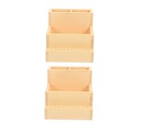 Healvian 2 Piezas estuche cajas organizadoras caja de herramientas de uñas portátil suministro de manicura Titular de herramientas de manicura maletin Light Brown