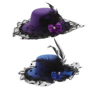 Healvian 2 piezas Fascinador de Sombrero Pillbox con Clip para Cabello Elegante Accesorio para Bodas y Sesiones de Fotos Mini Sombrero con Lazo y Pluma Color y Azul Real