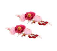 Healvian 2 Piezas Headband de Peonía Artificial para Novia Estilo Chino Retro Accesorios Perlas para Boda Ligero y Hecho Mano Elegante para Mujeres y Niñas