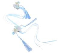 Healvian 2 Piezas Horquillas Japonesas para Niña Clips de Pelo Decorativos con Flores Flecos y Abanico Azul Accesorios Elegantes para Fiesta y Diario